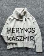 RACHEL ZOE kaszmirowy sweter z obszernym wykładanym golfem