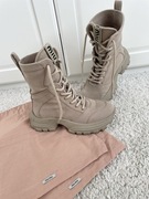 Botki Miu Miu canvas ankle boots 37,5 bezowe