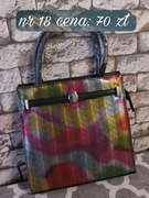 torebka czarna z kolorowym motywem