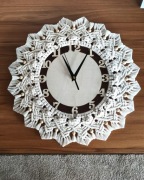 Zegar ścienny ozdobny, makrama, rękodzieło