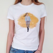 T-shirt Biały z nadrukiem Girl Koszulka Bluzka