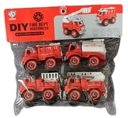 Zestaw 4 autka straży pożarnej do skręcania 