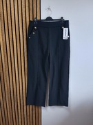 Czarne eleganckie spodnie ocieplane ze złotymi guzikami 7XL/8XL Plus Size 