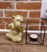 Figura małpy złota, świecznik dekoracja domu