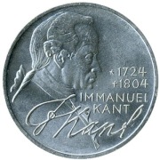 Srebrna moneta 5 marek - Immanuel Kant 1974. Czytaj opis.