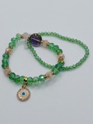 Bransoletka z zielonych kamieni podwójna 