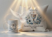 Pierwsza Komunia Swieta prezent zestaw poduszka i kubek wzruszajacy komunii