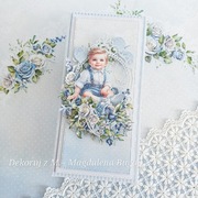 Kartka, ręcznie robiona, Roczek, Chrzest, chłopiec 