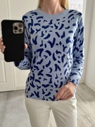 Niebieski sweterek w plamki wzory ciapki M M&S