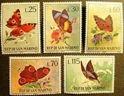 MOTYLE ŚWIATA - SAN MARINO Mi 776 - 780 ** - czysty