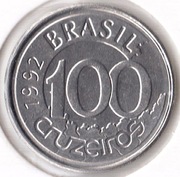 BRAZYLIA 100 cruzeiros 1992, KM# 623, AU