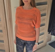 Sweter Ażurowy S Pomarańczowy Turecki