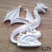 Smok na ozdobnym postumencie figurka do malowania dla dzieci magnes z gipsu