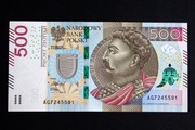 Banknot 500 złotych 2017 seria AG stan -1