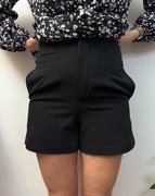 Spodenki eleganckie czarne chinos wysoki stan szorty chinosy Mbym XS 34