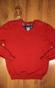 Sweter Pre End r. M dekolt v męski bawełniany dł rękaw czerwony