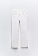 Zara jeans z1975 mini flare z wysokim stanem dżinsy białe proste bawełna