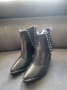 Steve madden Himmer skórzane botki kozaki sztyblety czarne 38