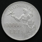 Rumunia 100000 lei 1946 -  król Michał - srebro