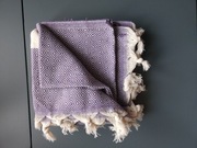 Wielofunkcyjny bawełniany Peshtemal 100x180 kremowo fioletowy 