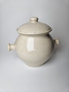 Pojemnik naczynie do przechowywania ceramiczny beżowy nakrapiany 