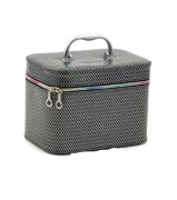 Kuferek Średni z lusterkiem czarny siatka romby