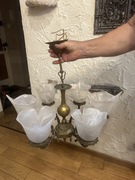 Stary Mosiężny żyrandol 6-ramienny 