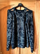 Francuski sweter /S/M/ wełna moher odkryte ramiona