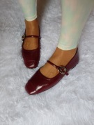 (40/41). Bordowe baleriny wieczorowe z zapięciem, NOWE 