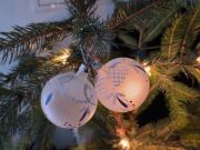 Stara bombka PRL w stylu mrożone szkło z brokatem 2 sztuki