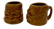 Ręcznie robione ceramiczne kubki z motywem twarzy-zestaw 2 sztuk 36166