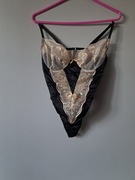 Piękne body koronkowe s/36 czarne beżowe