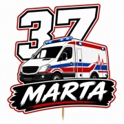 Topper Karetka Pogotowia - Personalizowany (Imię + Cyfra)