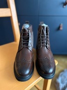 Witchen Męskie trzewiki ze skóry z mot. w jodełkę brązowe - 27 cm /41-42/