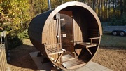 Sauna ogrodowa drewniana beczka piec drewno 2,5m fińska