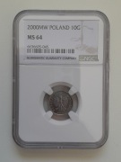 10 groszy 2000 NGC MS64 podwójny rant rzadka odmiana