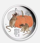 Srebrna moneta kolorowana Lunar III: Rok Myszy 2020 1/4 uncji