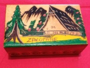 Zakopane, pamiątka, pudełko, szkatułka, piórnik, drewno, RETRO około 1960