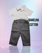 H&M Zestaw dla chłopczyka 68 bawełna eleganckie spodnie biała koszula