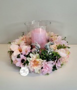 Stroik wiosenny Wielkanocny z miejscem na świecę. Rękodzieło!