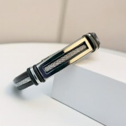 Bransoletka męska czarna stal nierdzewna guma elegancka 21,5 cm