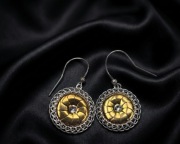 Piękne wiszące kolczyki. Srebro złoto