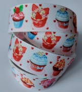 Taśma rypsowa lamówka wstążka tasiemka 22 mm babeczki muffinki drukowana