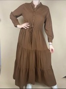 Sukienka maxi boho brazowa wiskoza wiskozowa czekoladowa mango m 38 | 40