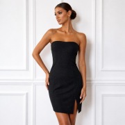 Sukienka czarna mini bodycon bez ramiączek dopasowana mała czarna S