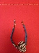 Bransoletka  serce rzemyk