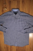 Koszula Bruun and Stengade r. 42 męska nieb-biała dł rękaw w kratkę 
