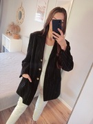 Czarny żakiet marynarka paski elegancka Betty Barclay wełna premium vintage