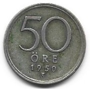Szwecja 50 ore 1950 Ag.