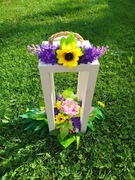 Kompozycja nagrobna na cmentarz w lampionie wieniec stroik